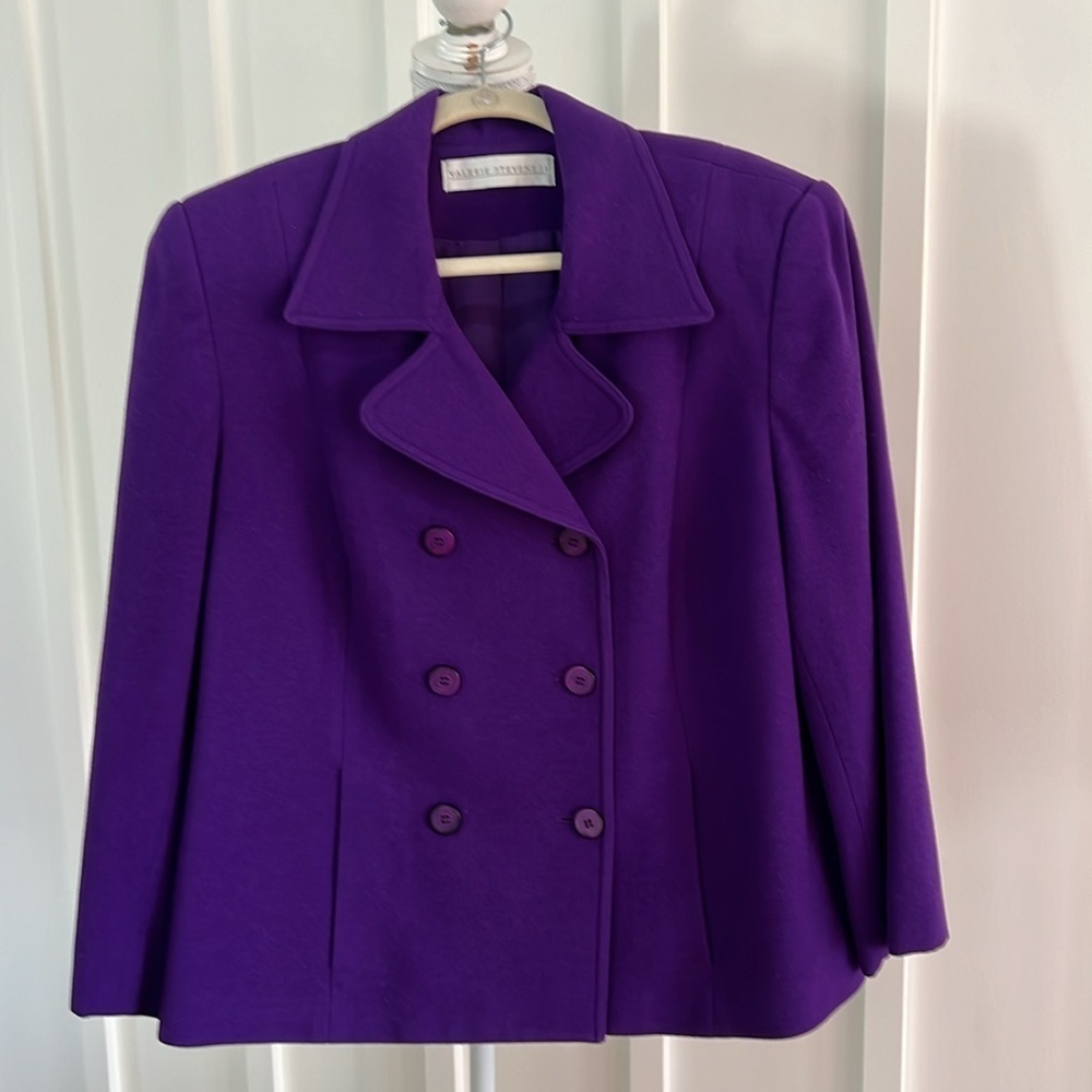 Purple wool blend VALERIE STEVENS jacket - Picture 2 of 10